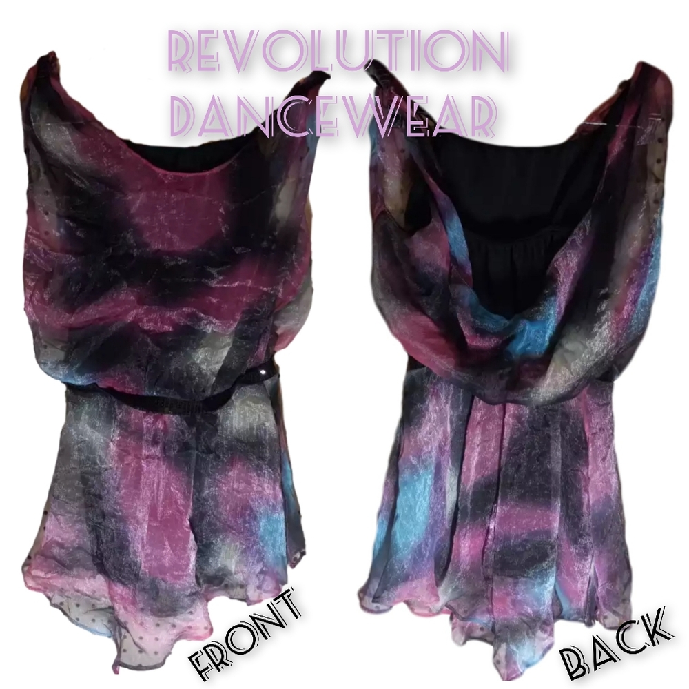 Revolution Dancewear tye-dye chiffon dress with built-in shorts size MA